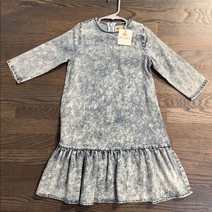 NWT Phoebe and Phil Acid Wash Girls Dress with Ruffle Hem, Size 7